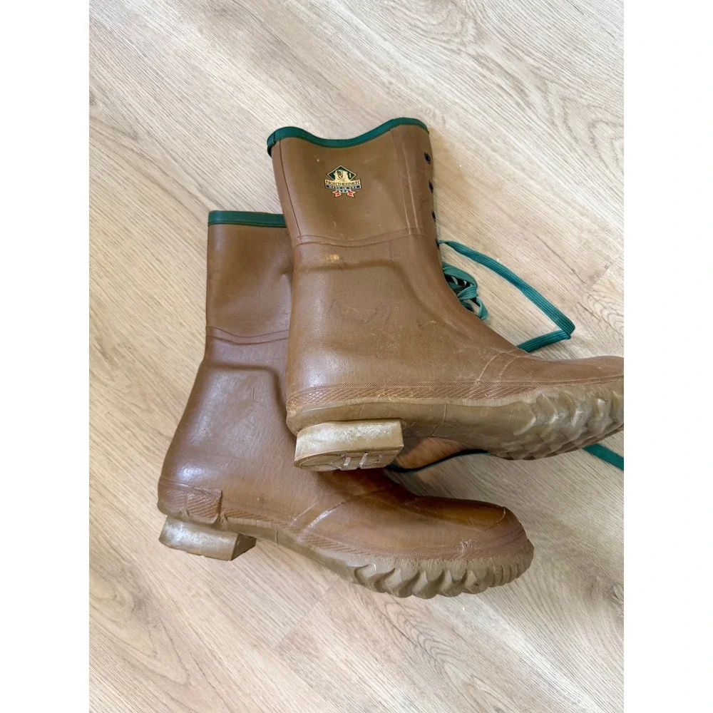 Vintage Northerner Brown Rubber Lace Up Hunting Boots Made in USA Men Size 13-14